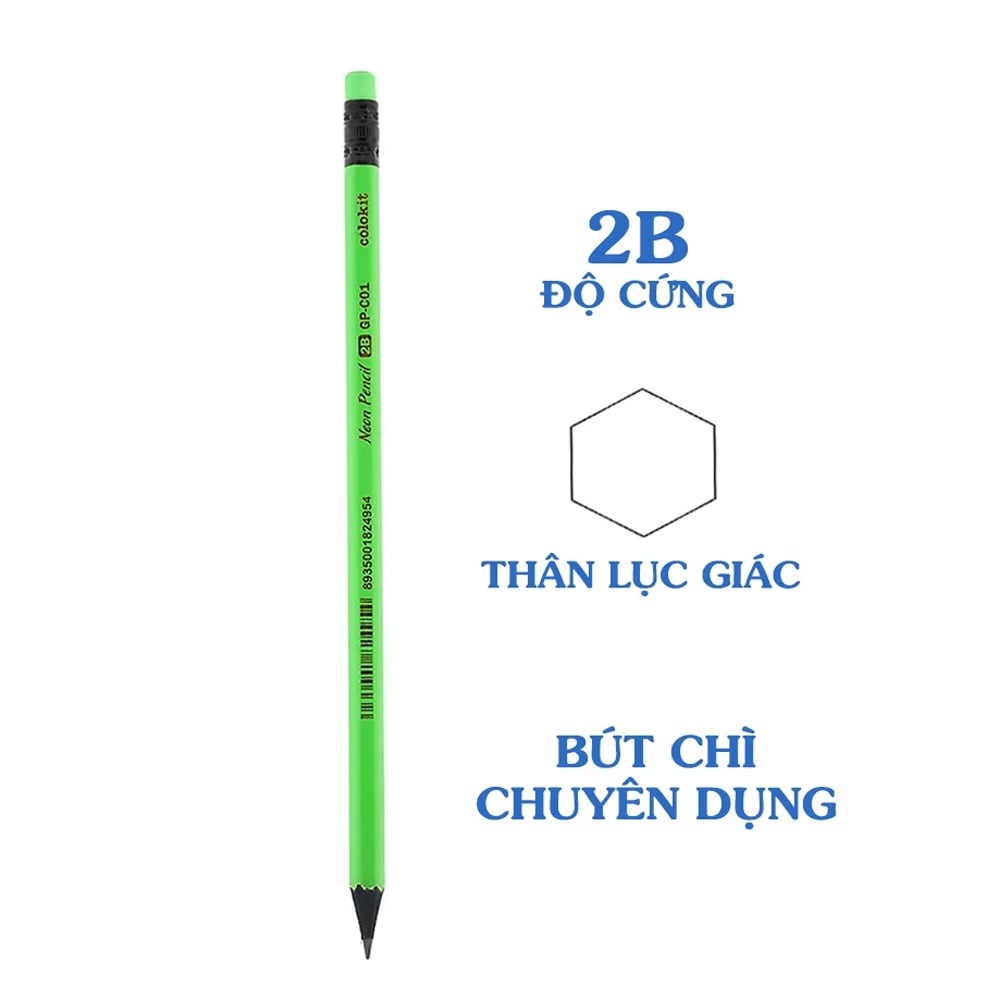 Quà tặng 2 bút chì gỗ neon thiên long colokit gp-c01