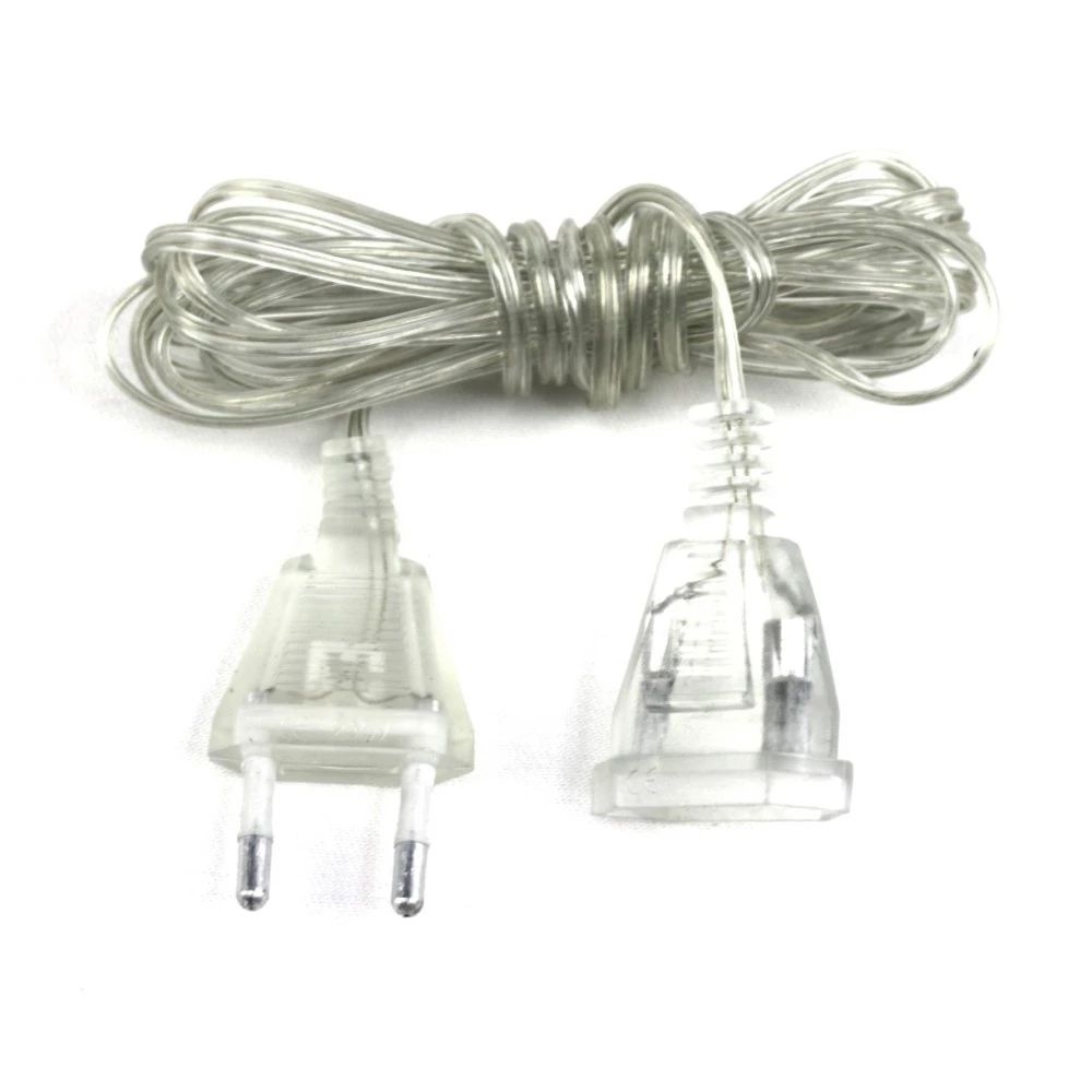 XIUZH036 Standard EU Plug Christmas Lights LED String Light Cable Plug 3M 5M Transparent Extension Cable Extender Wire Power Extension Cord Light String Extension Cord