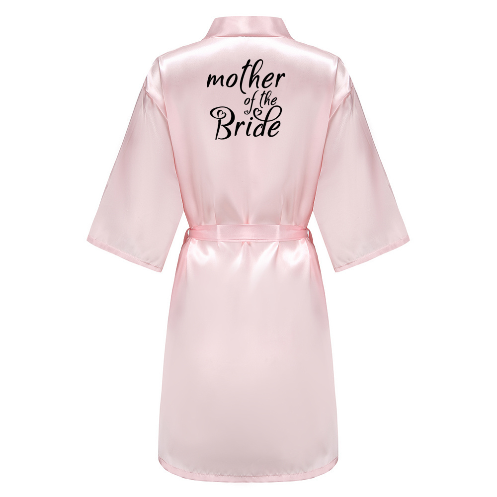【Seasonal Sale】 New Bride Bridesmaid Robe With Black Letters Mother Sister of the Bride Wedding Gift Bathrobe Kimono Satin Robes SP005. 