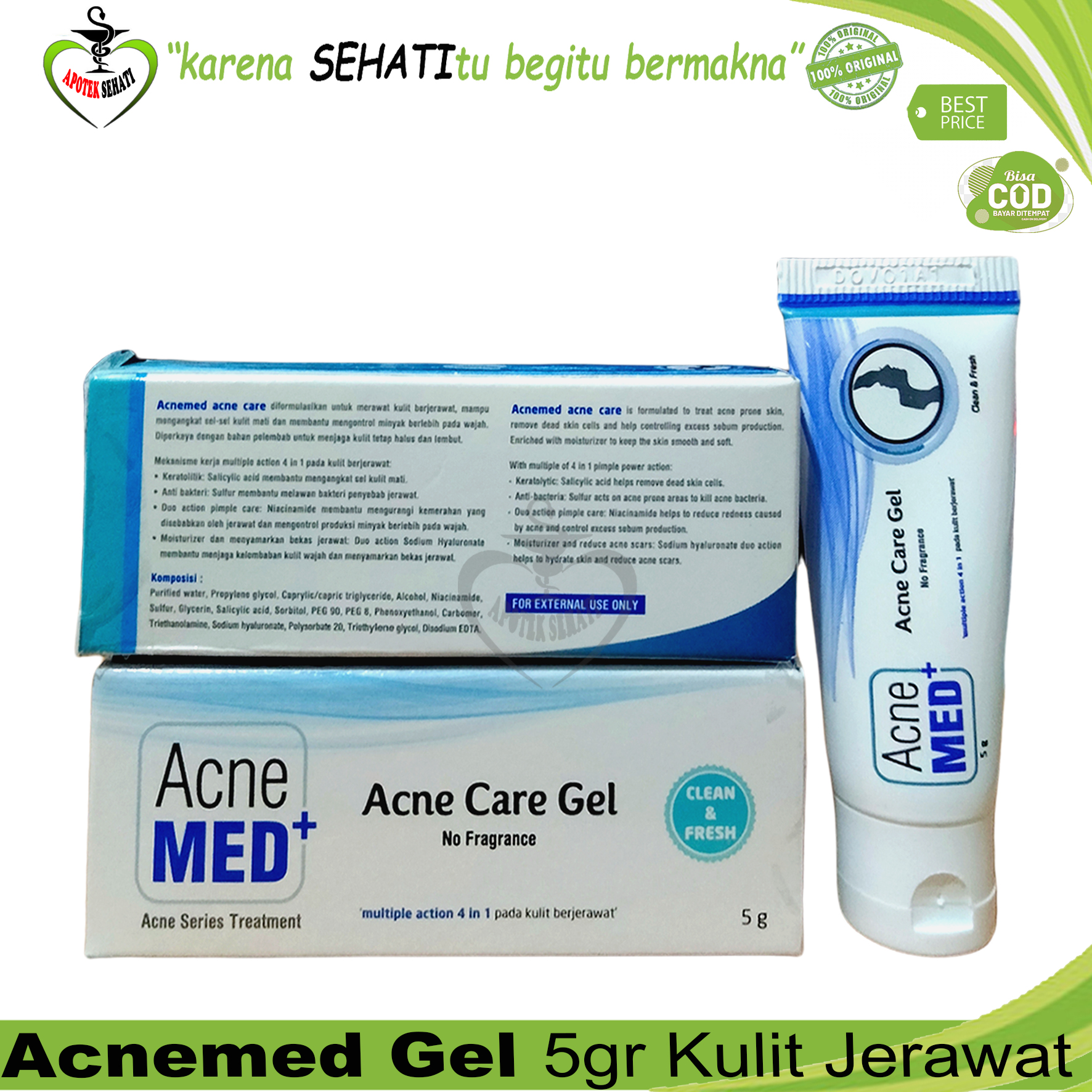 ACNEMED ACNE CARE GEL OBAT JERAWAT WAJAH 18 GR | Lazada Indonesia