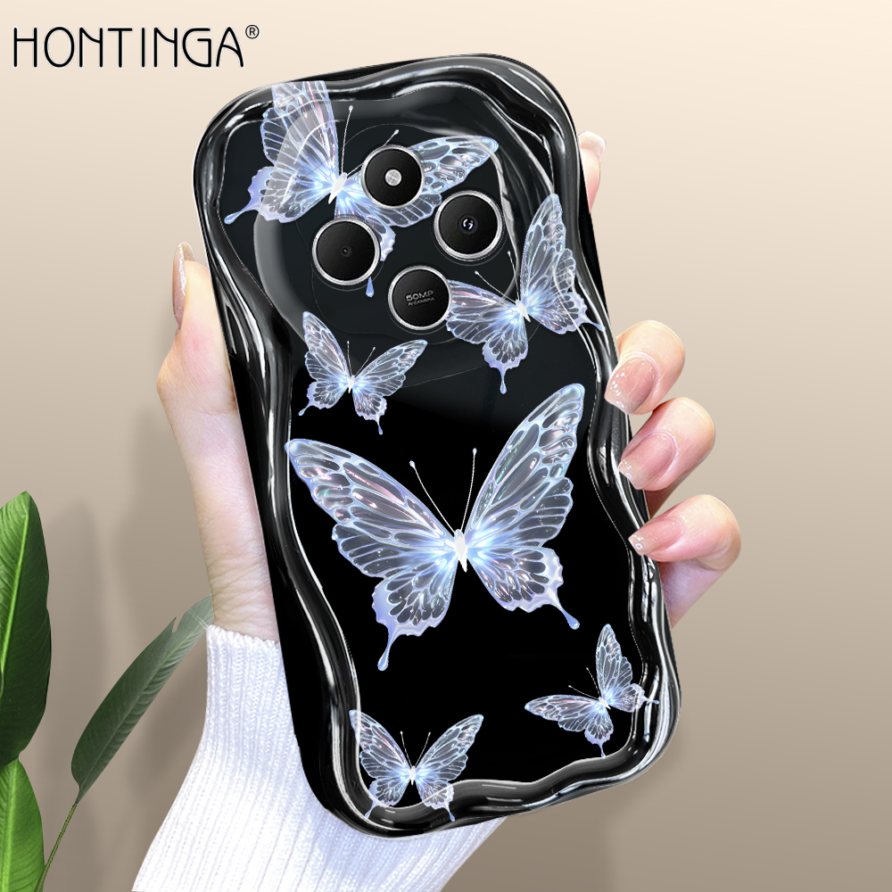 Hontinga for Redmi 14C Back Cover Beautiful Butterfly Soft Texture Phone Case Wavy Edge Silicone Cover. 