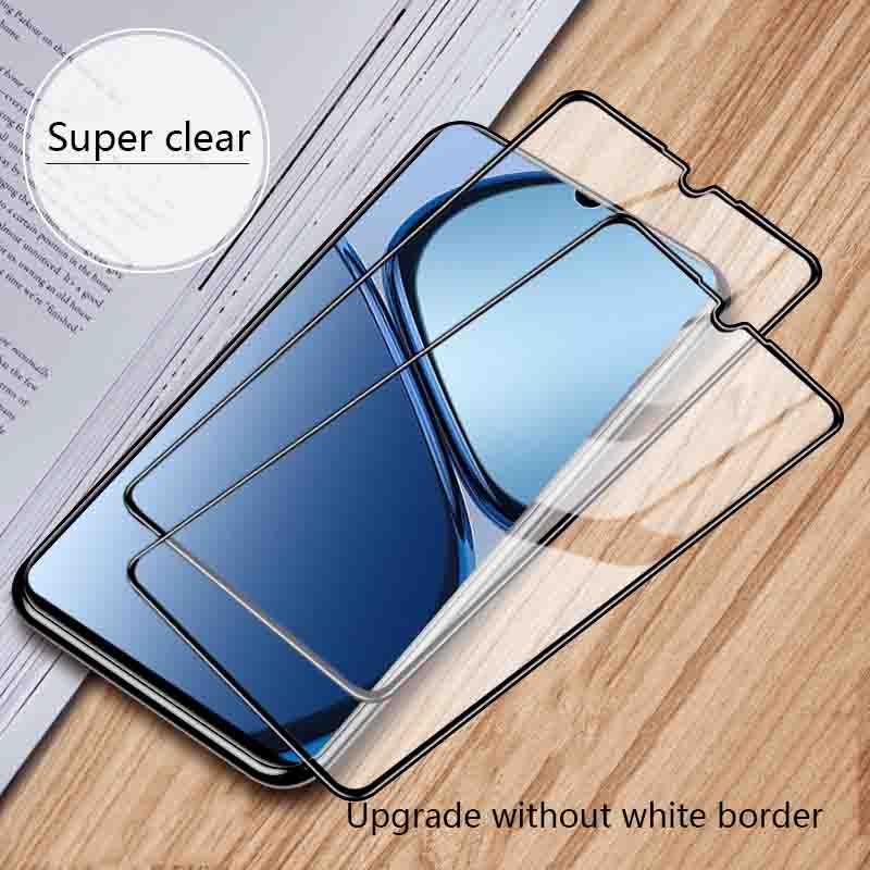 (2PCS)Biruiqu For Realme C63 9H 2.5D Full Cover Tempered Glass Screen Protector Film Black.