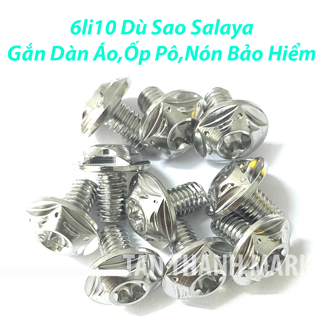 Ốc Salaya Dù 6li10 Gắng Nón Bảo Hiểm, Hộp Xích, Ốp Pô...-PTTT