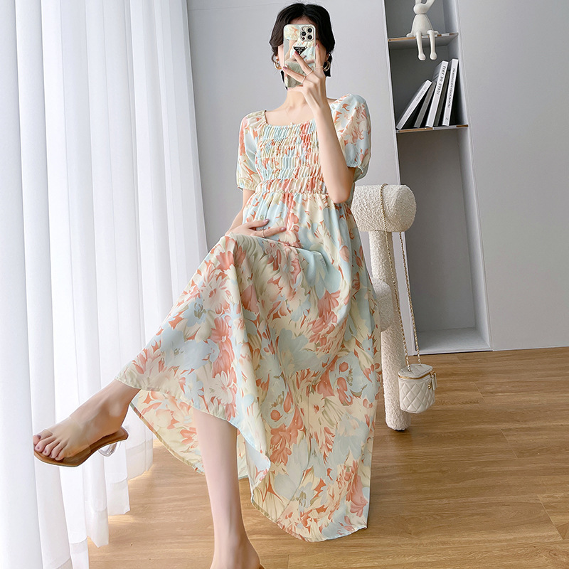 HS Váy bà bầu, váy dài in hình bà bầu nhiều màu sắc, váy bà bầu, váy ngủ ngắn tay