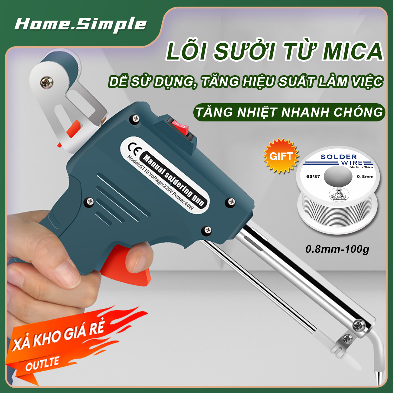 MỎ HÀN THIẾC ( TẶNG CUỘN THIẾC HÀN) SÚNG HÀN TỰ ĐỘNG (TẶNG NHỰA THÔNG) MỎ HÀN XUNG Máy hàn xung