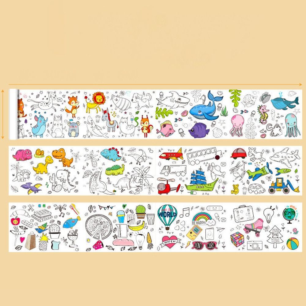 Adults Adhensive Diy Painting Coloring Graffiti Scrolls Watercolor Paper Art Wall Sticker Children Drawing Roll Color Filling Paper Scroll Children'S Drawing Scroll Blank Coloring Pages. 