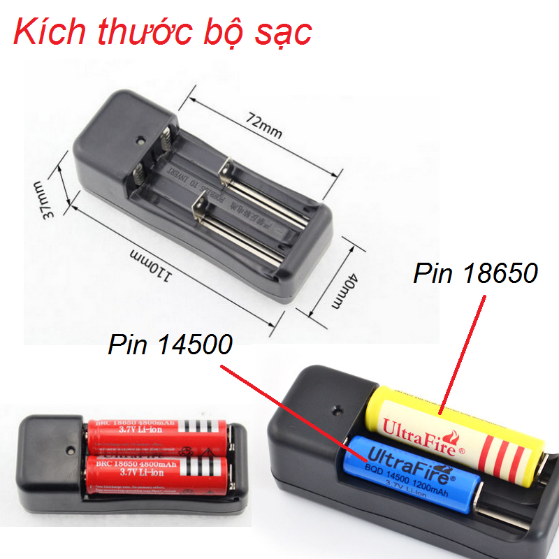 Sạc pin 3.7V 18650 sạc đồng thời 2 pin