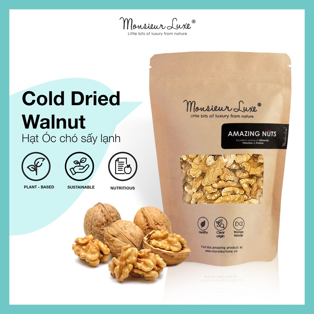 Hạt Óc Chó Sấy Lạnh MONSIEUR LUXE - Cold Dried Walnut (250G, 500G)