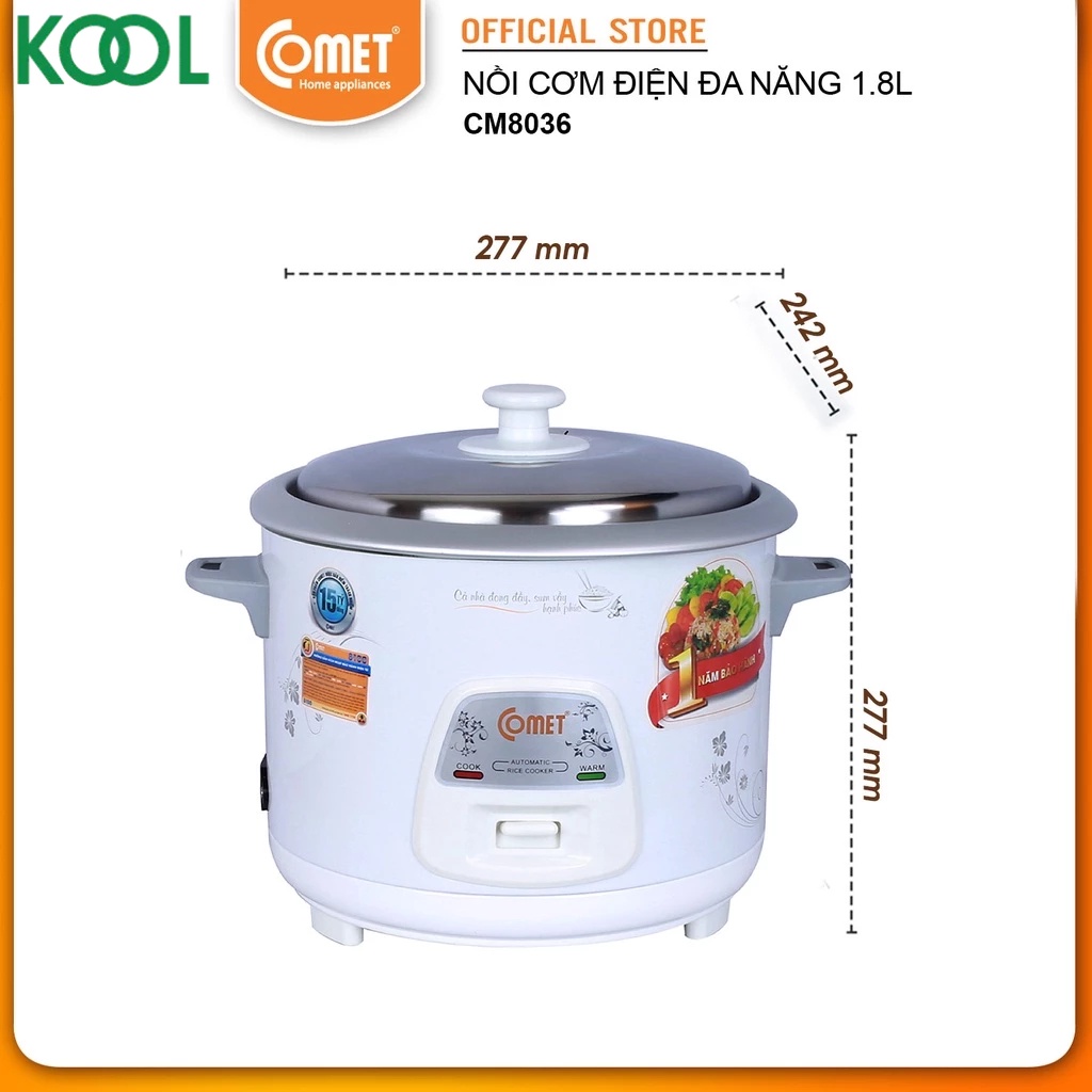 Nồi cơm điện nắp rời 1.8L Comet - CM8036 ( hỏa tốc TPHCM )