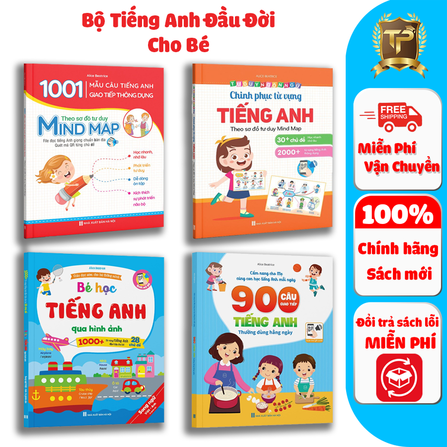 Sách - bộ tiếng anh đầu đời cho bé - bé học từ vựng, câu giao tiếp tiếng anh qua hình ảnh, âm thanh và sơ đồ tư duy - ntbooks