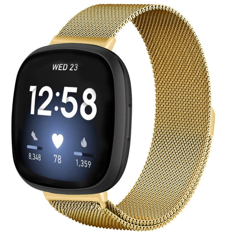 For Fitbit Versa 4 / Versa 3 20mm Milanese Magnetic Metal Split Buckle Watch Band