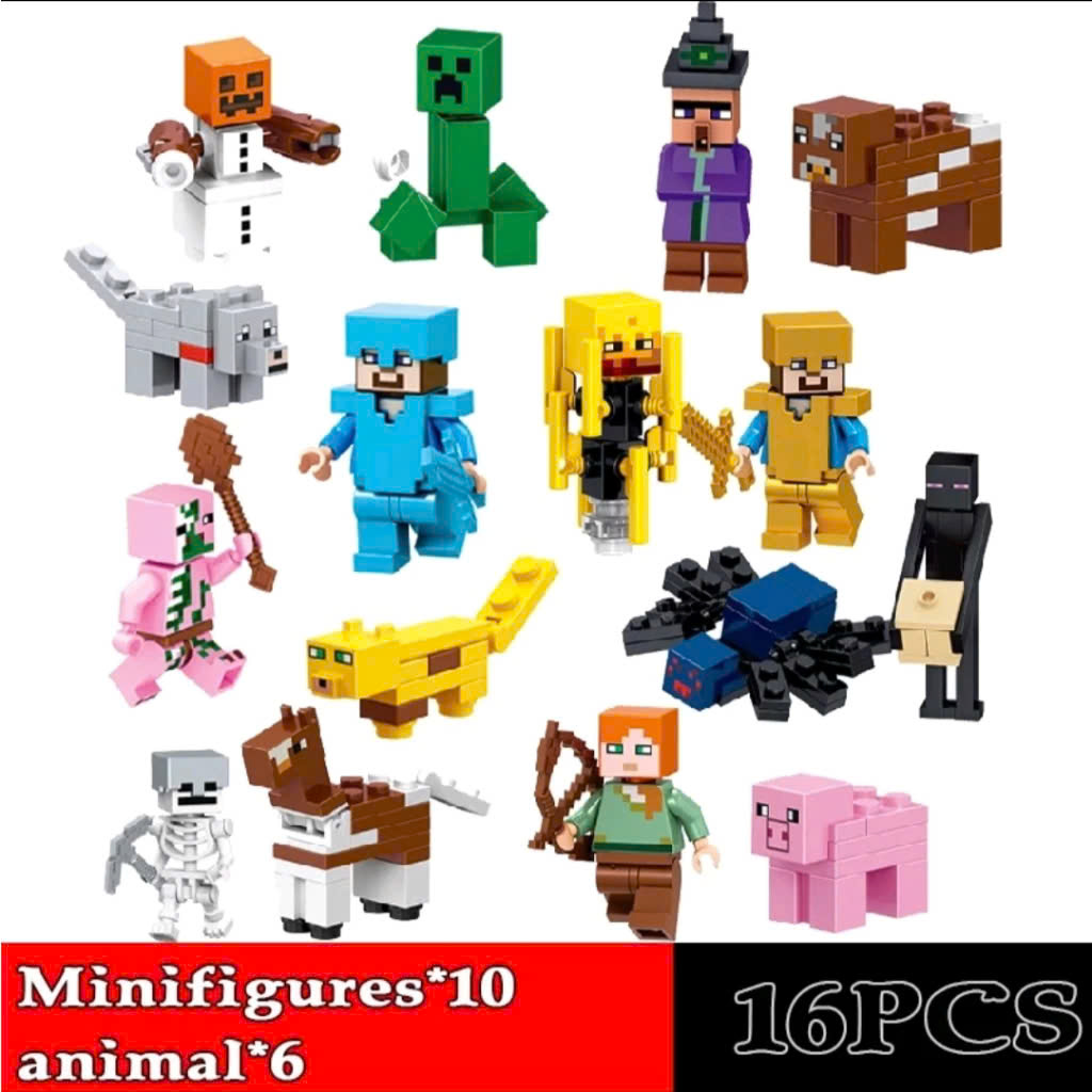 Set 16 Mô Hình Búp Bê Trong Game Minecraft