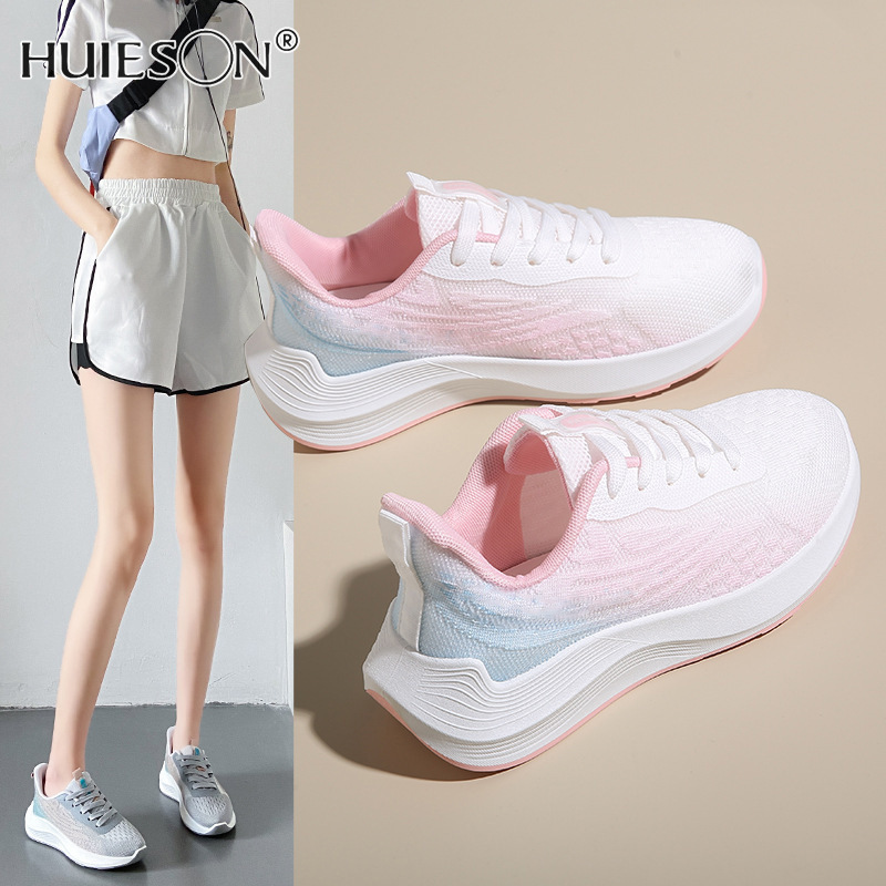 Huieson New women s shoes trend, breathable flying weaving women s sneakers