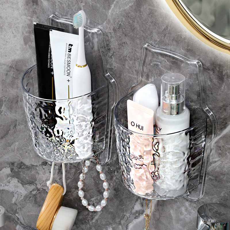 Light luxury wall hanging storage box Free punching storage box special storage basket hanging basket bath basket storage rack simple