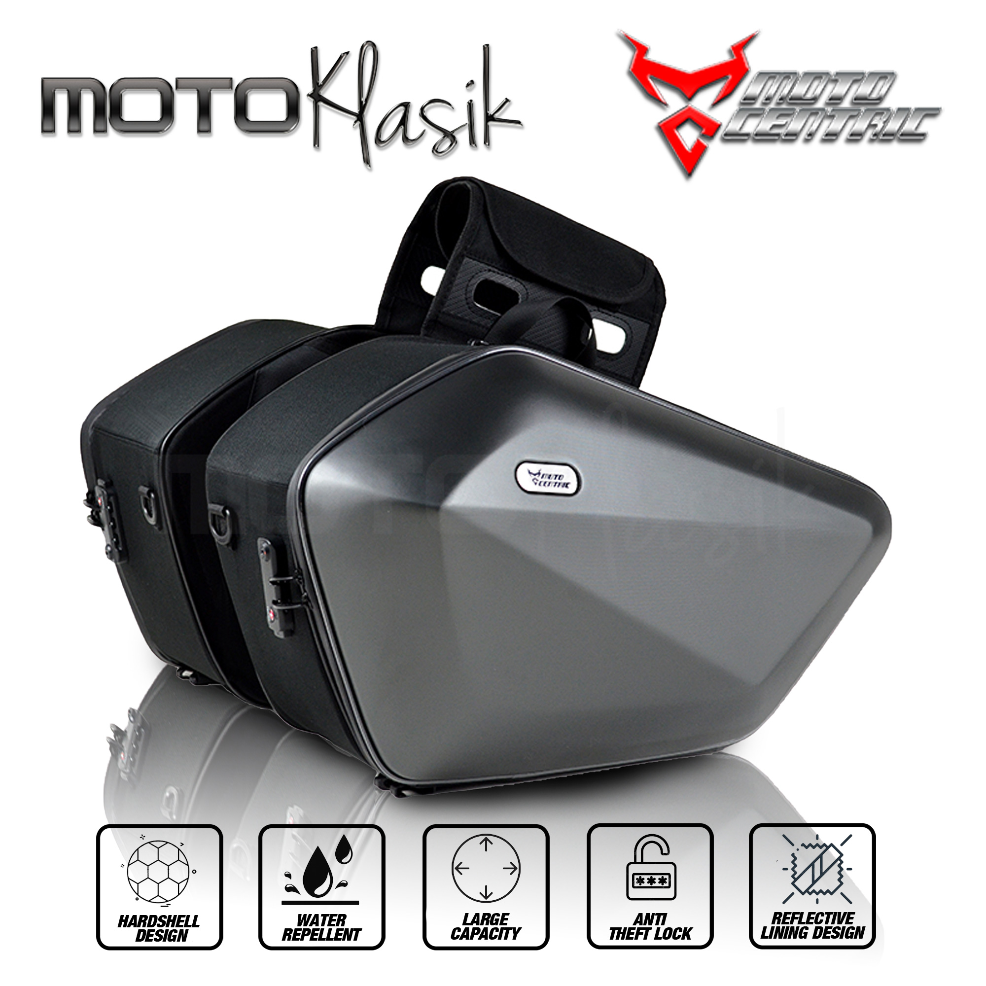 MOTOCENTRIC 11-MC-0128 MOTORCYCLE REAR DUAL SIDE BAG CARBON