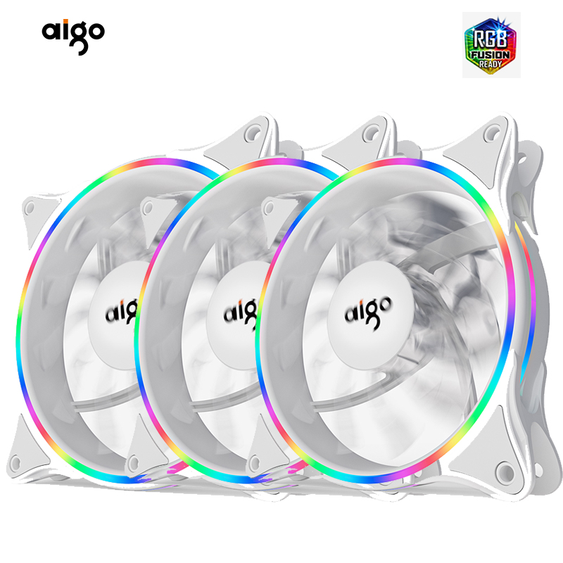 Aigo V1 12cm White RGB Desktop Case Cooling Fans thumbnail