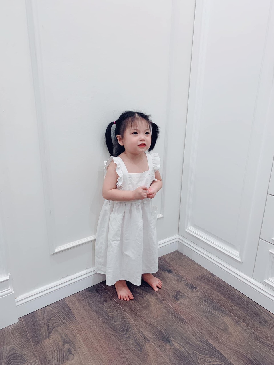 Váy Đầm Thô Trắng ZARA Tay Bồng