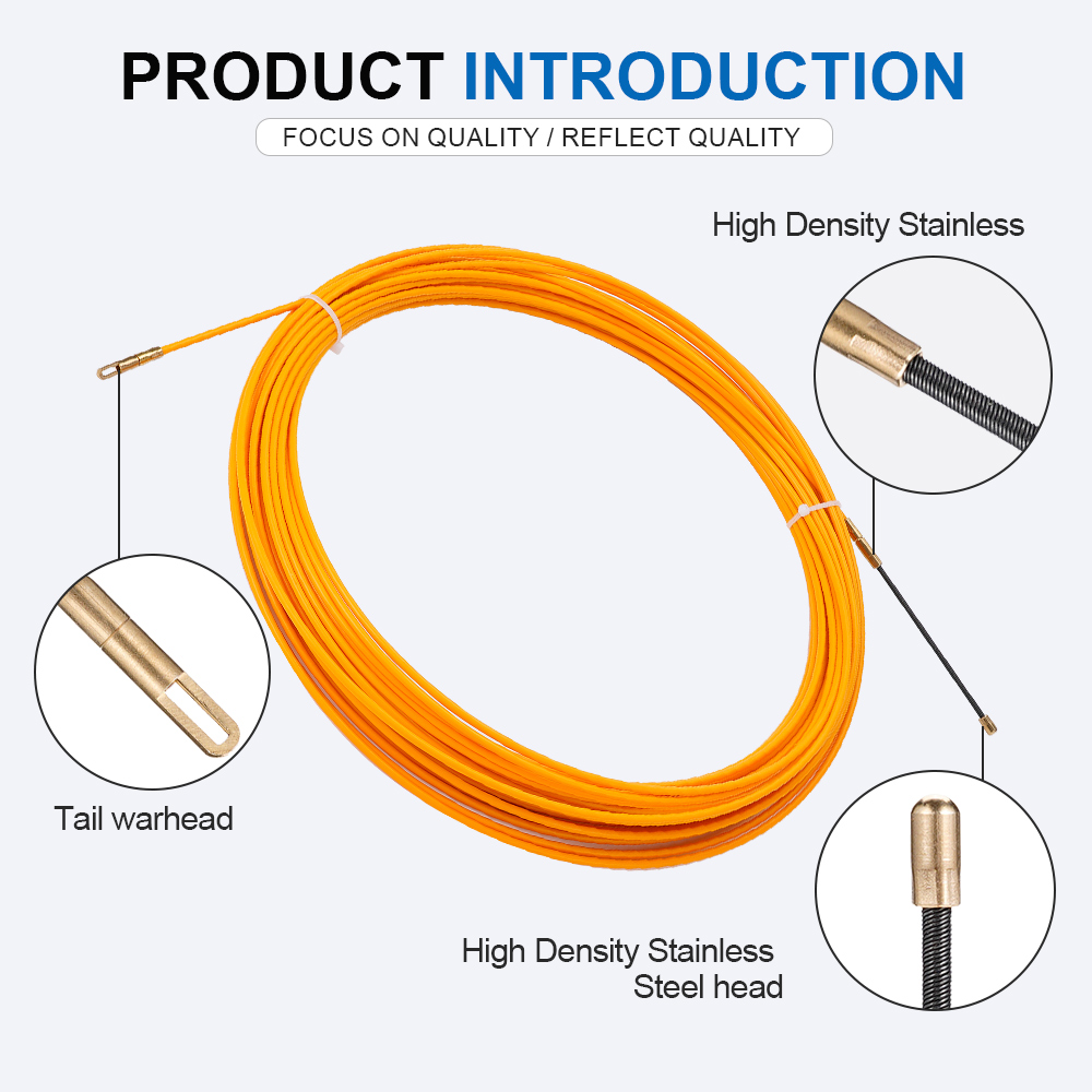 4MM 5/15/20/25/30M Fiberglass Cable Puller Fish Tape Reel Conduit ...