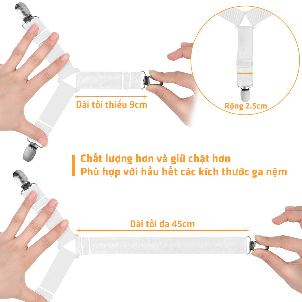Combo 4 Bộ Kẹp Chặn Drap Giường