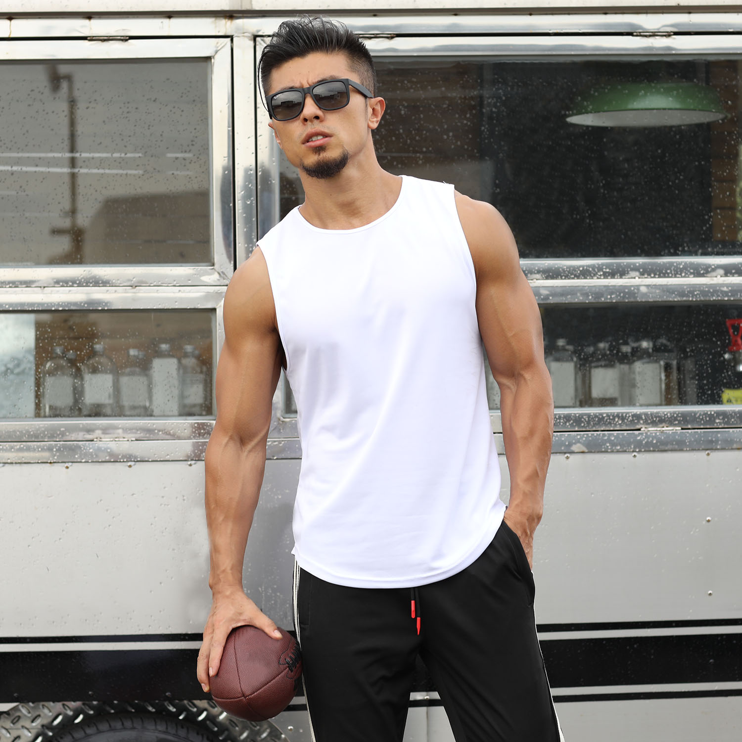 Marathon Quick-Drying Sports Vest Men's Sleeveless Running Training Basketball Loose Fitness Vest.