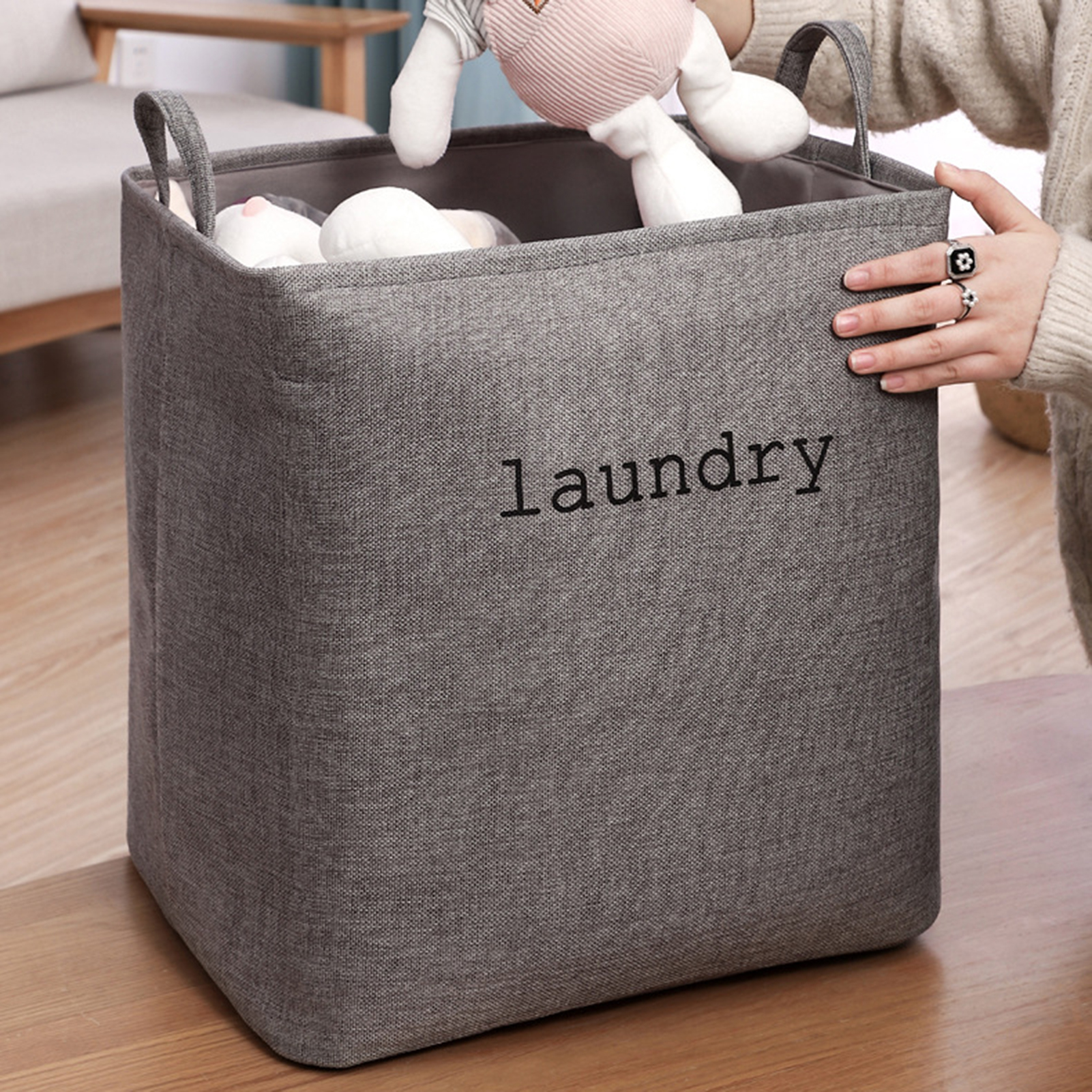 Owent® Laundry Hamper Bag Large Capacity Saving Space Demin Washing Storage Foldable Clothes Basket for Bedroom