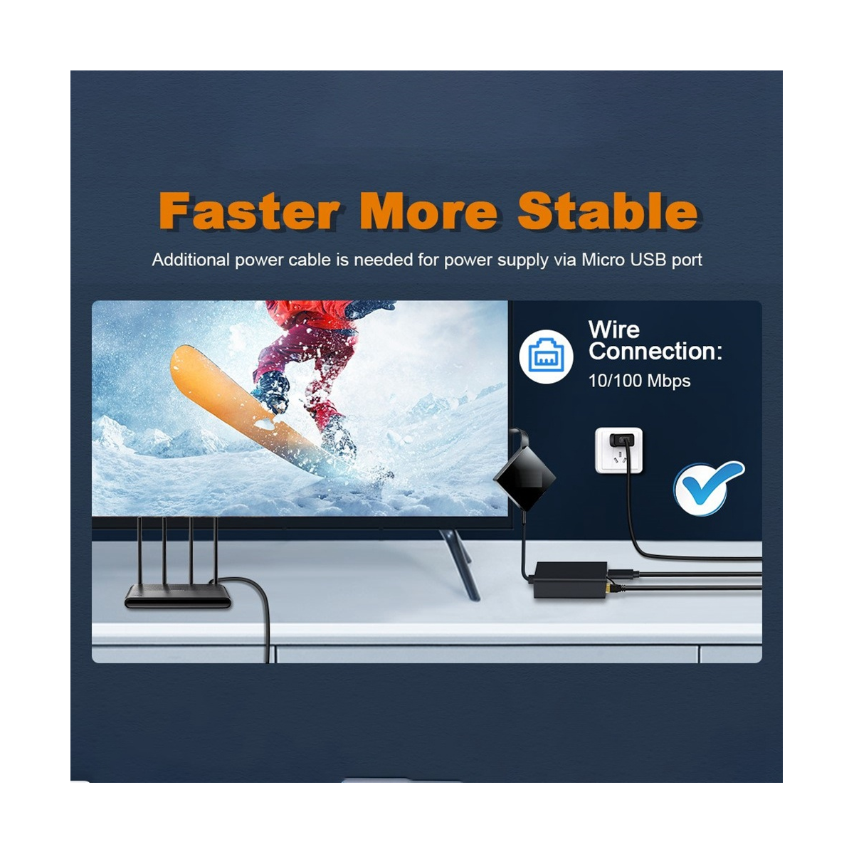 Micro-USB Ethernet Adapter Micro-USB to 100M Network Card for 4K Fire TV Stick Ethernet Switch Router
