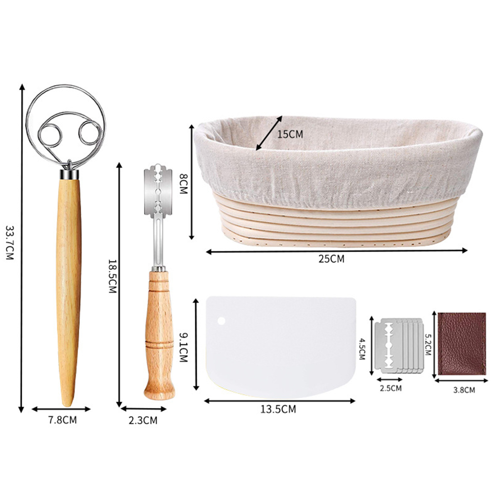 Heavy Duty Bread Lame Bread Making Supplies Complete Sourdough Bread Baking Kit 11pcs Set with Basket Cloth Liner Whisk Lame Scraper More Perfect for Homemade Artisan Bread Making