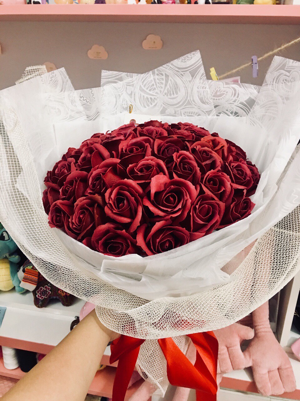 HỘP 50 ĐẦU BÔNG HOA SÁP 3 LỚP