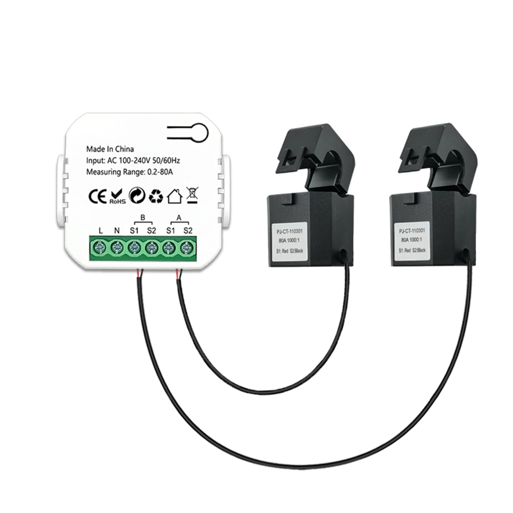 Aubess Tuya Wifi Smart Sensor Intelligent Energy Meter Solar PV System Power Production Consumption Bidirectional Monitoring Meter Mobilephone APP Control Power Monitor with CT