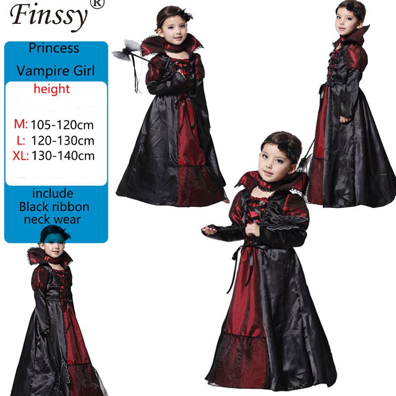 Girls Carnival Vampire Cosplay Costume Child's Noble Vampire Clothing Kids Vampire Costumes Halloween Costume For Kids M L XL