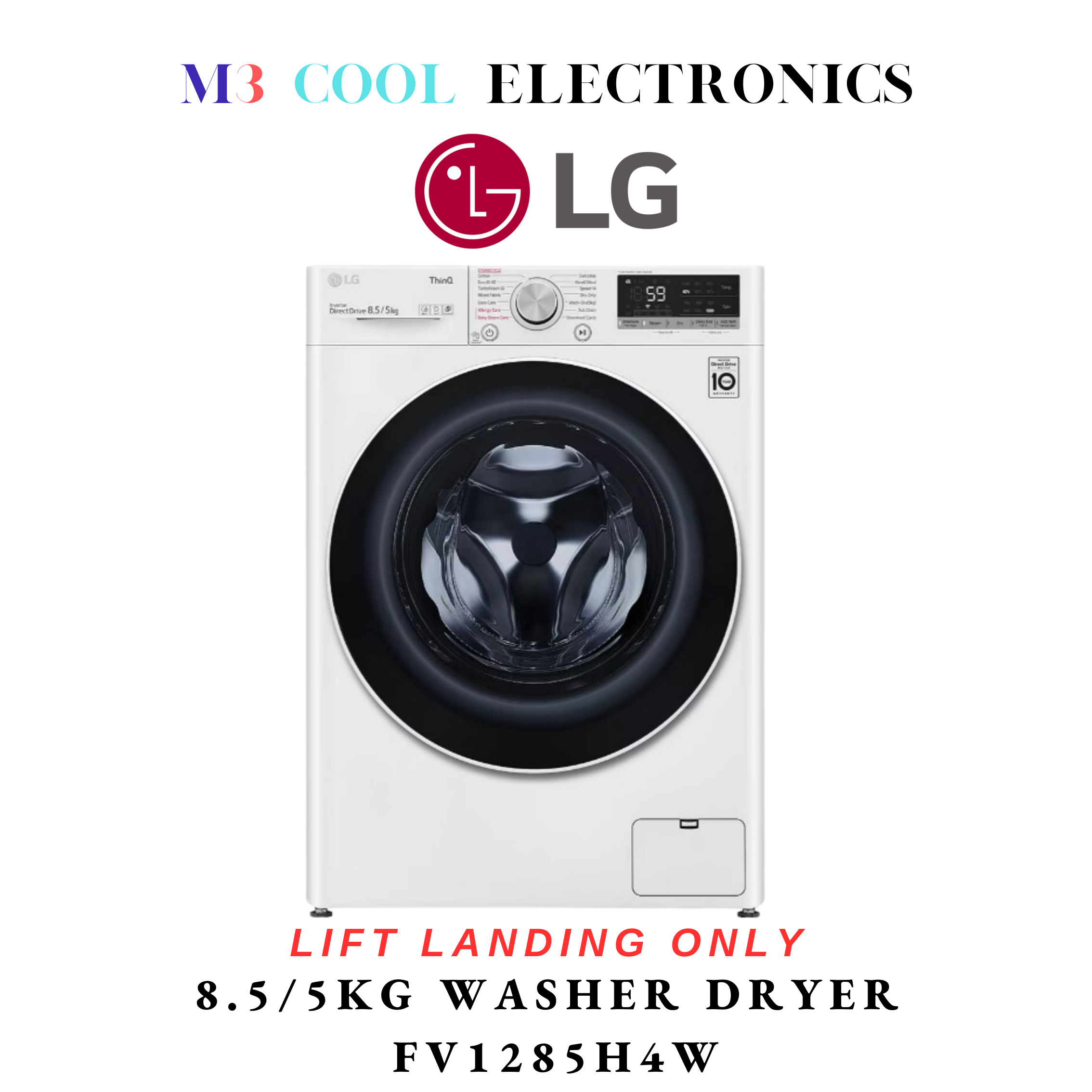 LG FV1285H4W 8.5/5KG FRONT LOAD WASHER DRYER 2 YEARS LOCAL WARRANTY