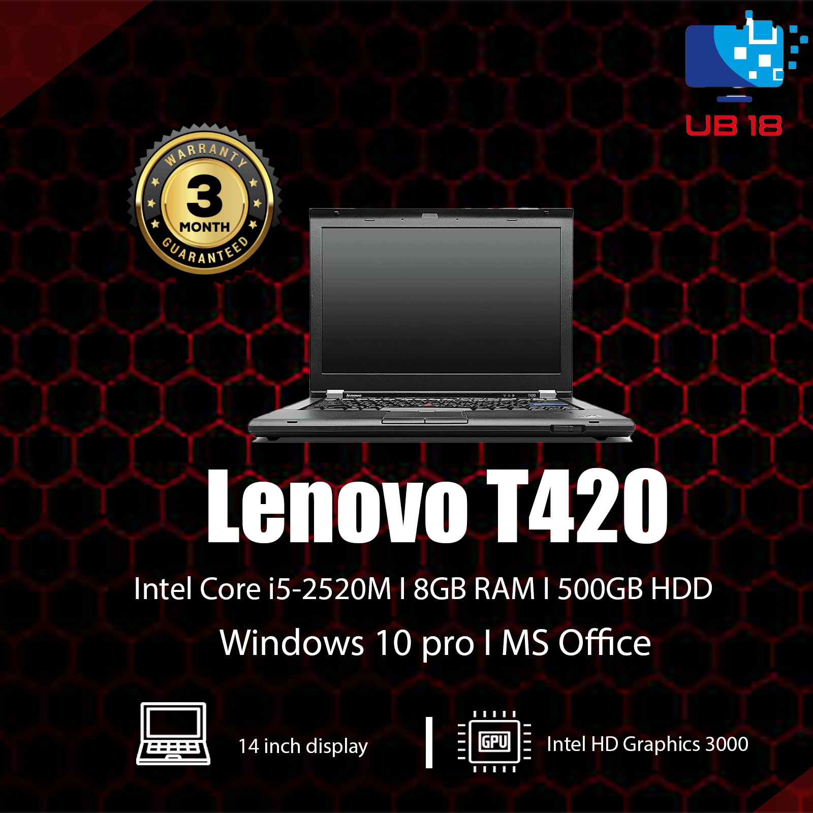 Lenovo Thinkpad T420 / Core i5/ 8GB Ram/ 500GB HDD/ Windows 10/ Ms