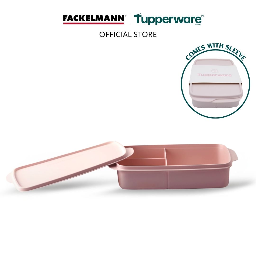 Tupperware Rectangular Divided Lunch Box (1L, Pink) TP0025
