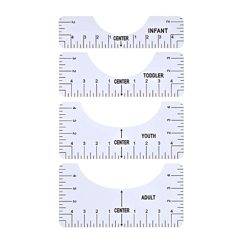 【Hot deal】 4 Pcs T Shirt Alignment Ruler Transparent Alignment Graphics ...