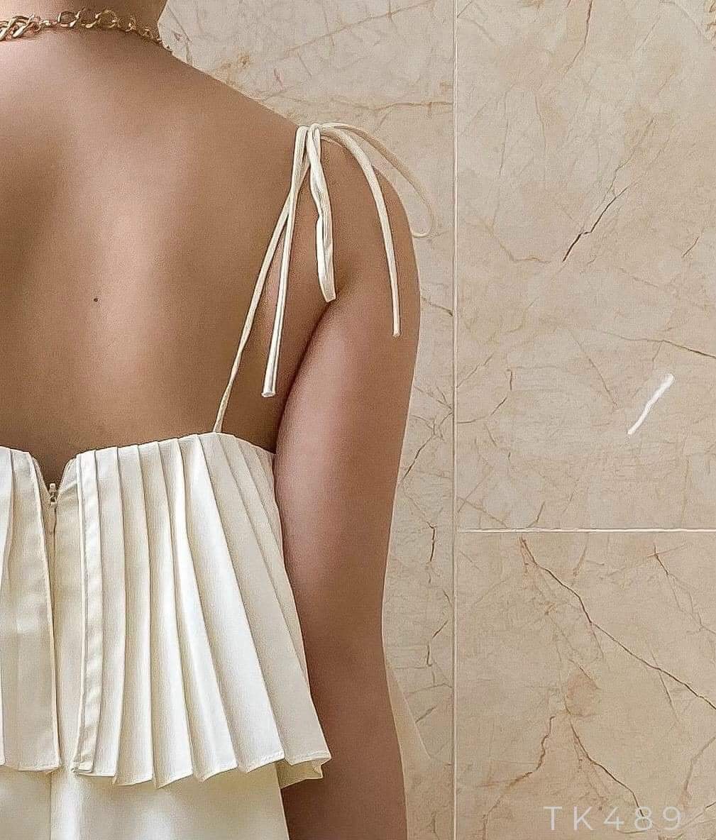 Đầm maxi 2 dây cột nơ dập li