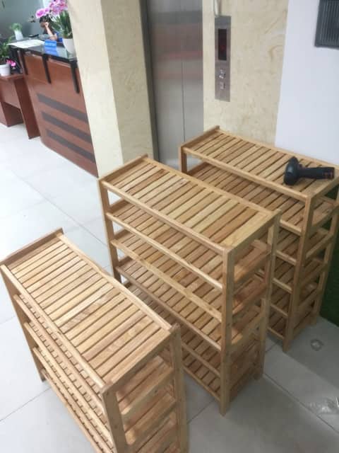 kệ giày dép 3 tầng 60cm gỗ cao su