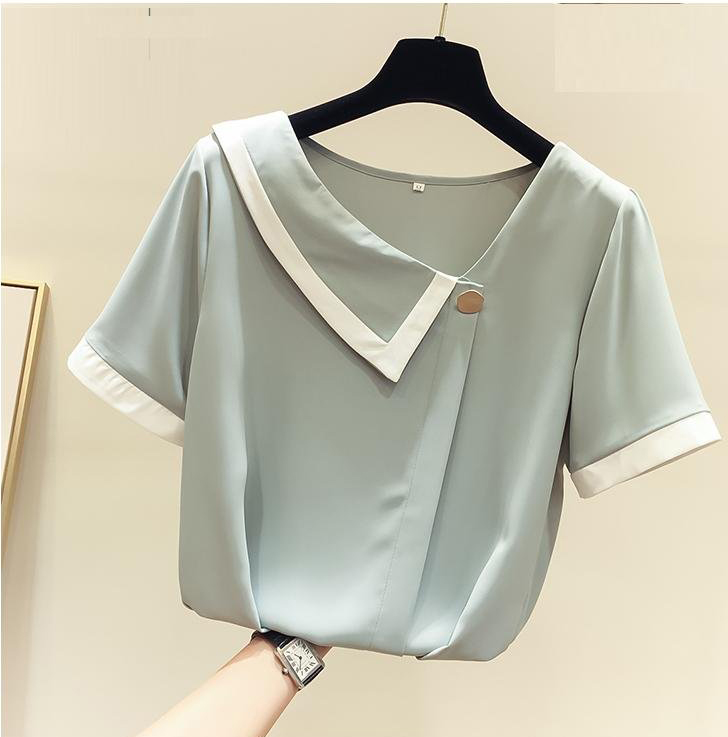 ÁO KIỂU NỮ CỔ ĐẮP CHÉO PHỐI NÚT