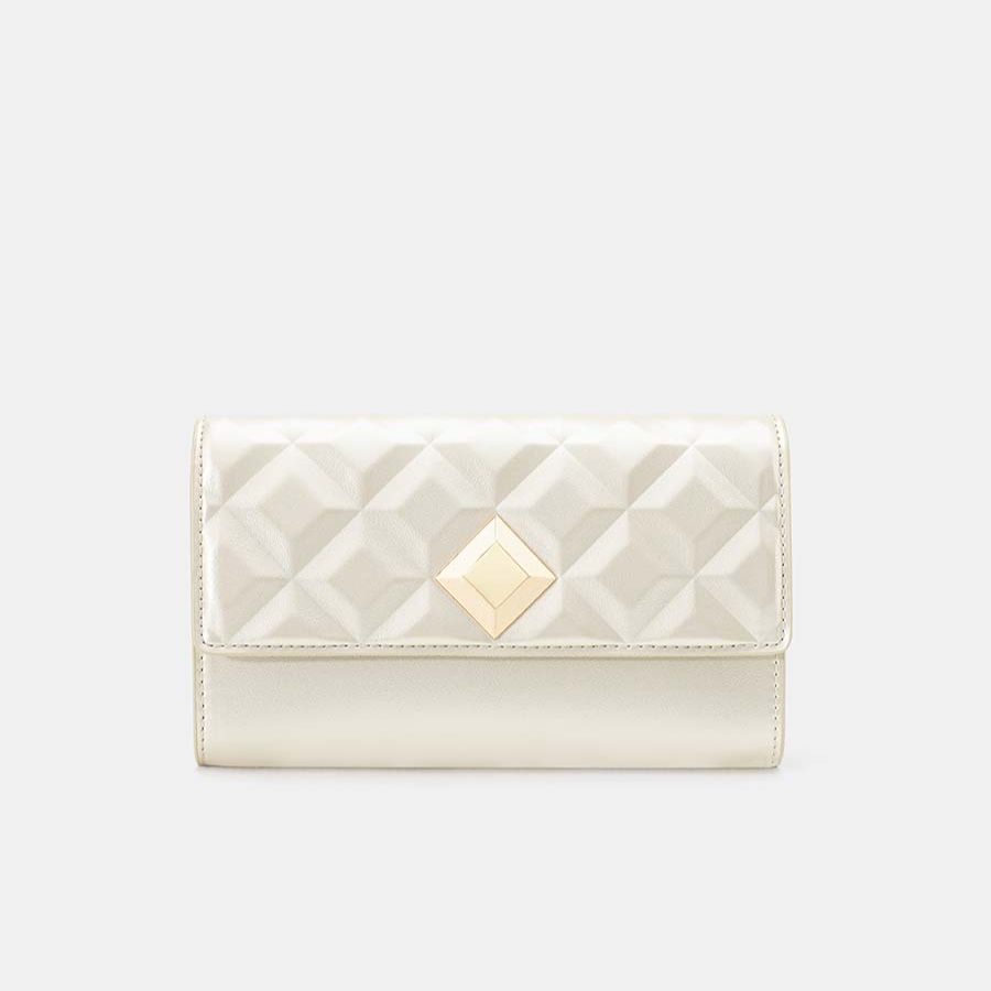 Ví Nữ Thời Trang JUNO Da Trơn Clutch Dập Hiệu Ứng Princess Diamond VI141