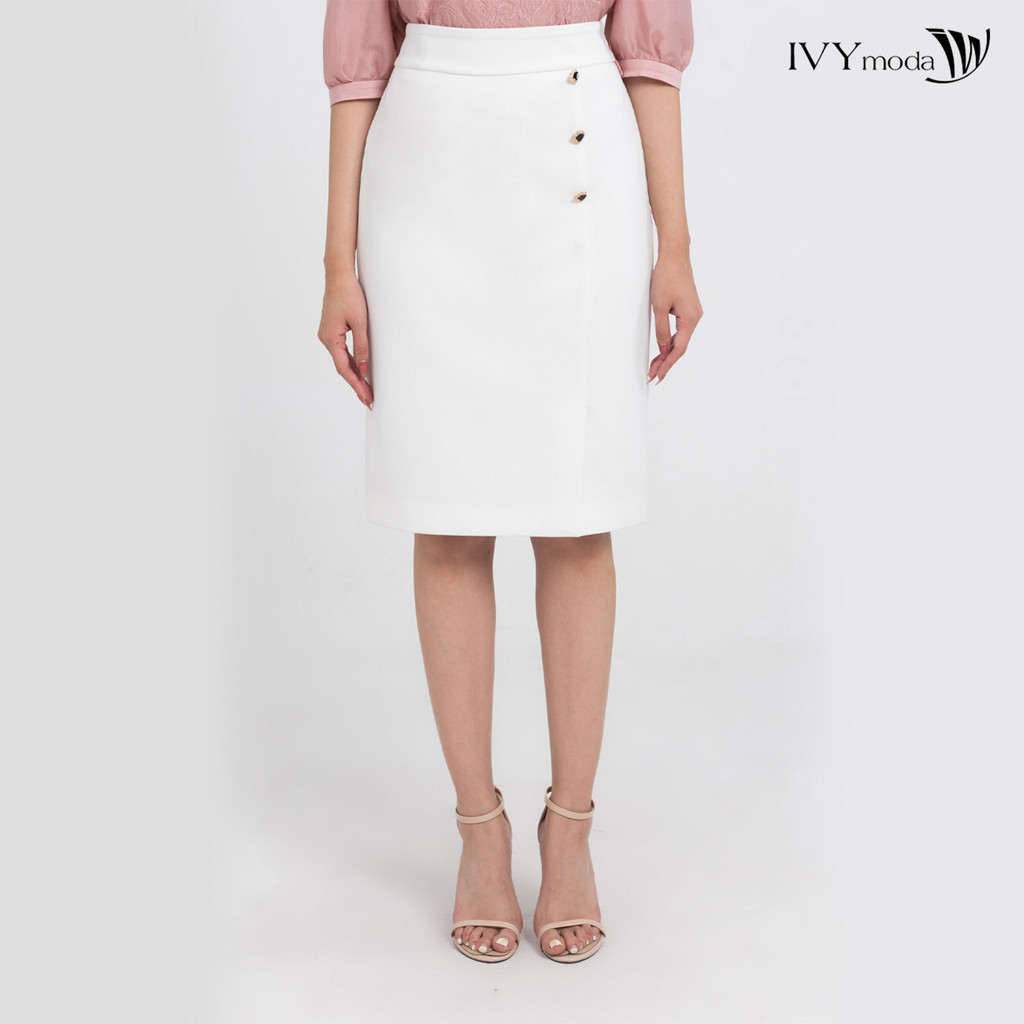 Chân váy Midi phối khuy IVY moda MS 31M8204