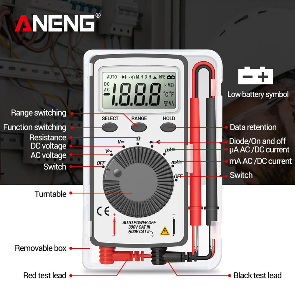 【ANENG】Portable LCD Pocket Digital Multimeter AC Voltage Capacitance Resistance Tester