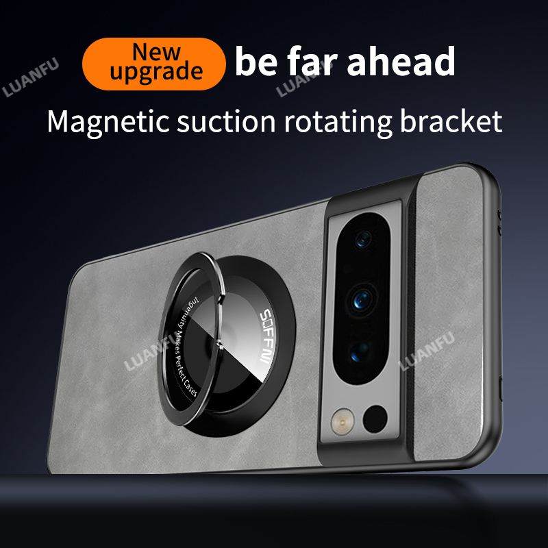 Case for Goole Pixel 7 Pro / Pixel 6 Pro / Pixel 6 / Pixel 7 / Pixel 6A / Pixel 7A Magnetic Rotating Ring Bracket Magsafe Skin-feeling Anti-fingerprint Lens Protection Anti-drop and Shockproof Protective Case