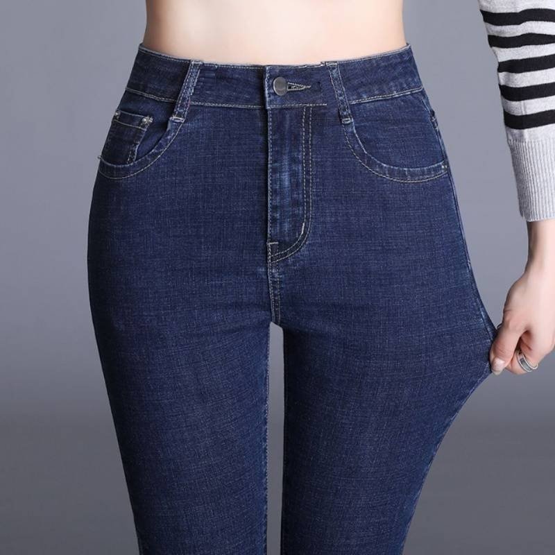 Quần jeans nữ màu muối tiêu đẹp quần lưng cao tôn dáng