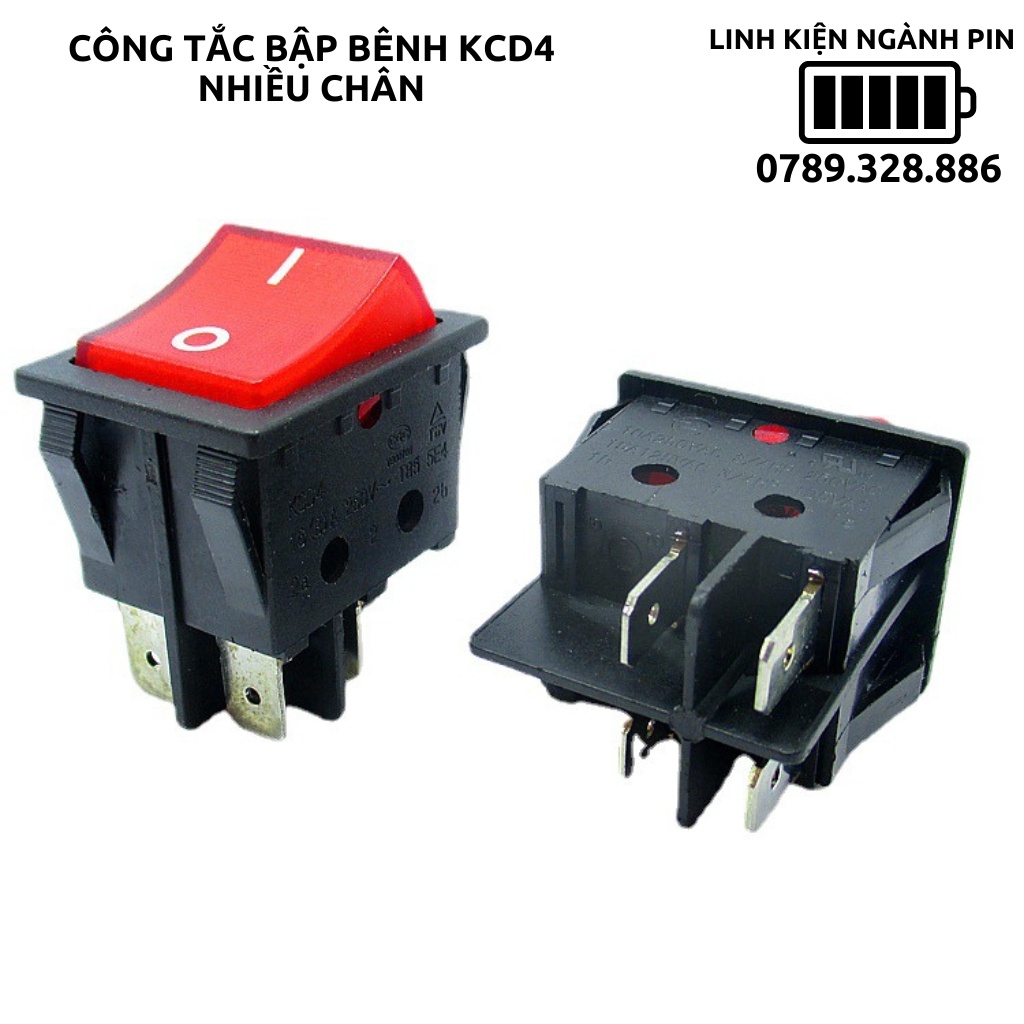 Công tắc bập bênh KCD4 16A 250VAC 4 chân có đèn