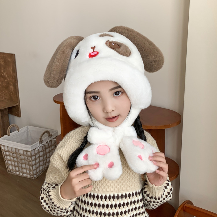 IP Panda children's hat, windproof and cold-proof plush hat for girls, ear protection and warm hat for boys, students' winter hats