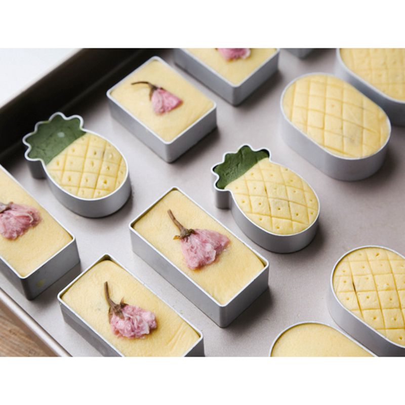 10 Chiếc Khuôn Bánh Quy Bánh Ngọt Hình Trái Tim Dứa Hình Vuông Hình Elip Hình Chữ Nhật Khuôn Cắt Bánh Quy Khuôn Dập