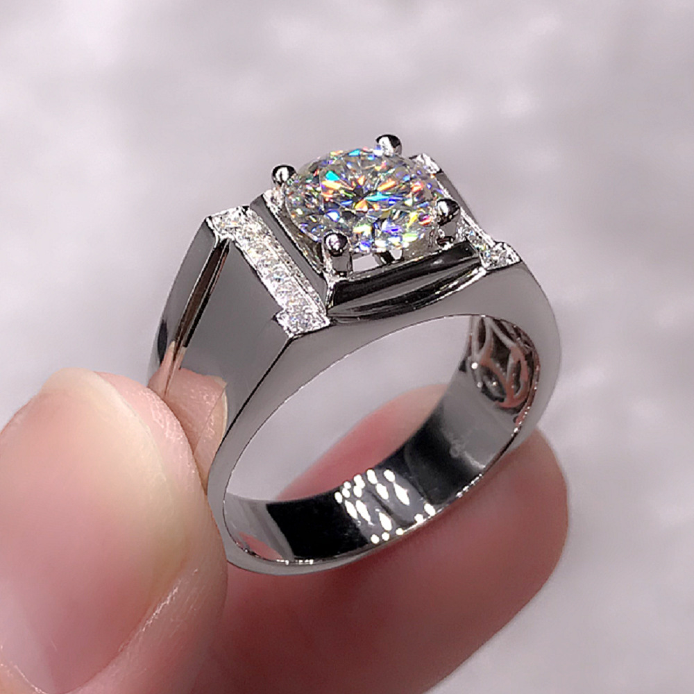 %E3%80%90I%20was%20hyped%20up%E3%80%91Chiba%2018K%20White%20Gold%20Moissanite%20Men's%20Diamond%20Ring%20Men's%20Rose%20Gold%201%20Diamond%20Ring%20Sandblasted%20Frosted%20White%20Gold%20Ring%20-%20Image%204