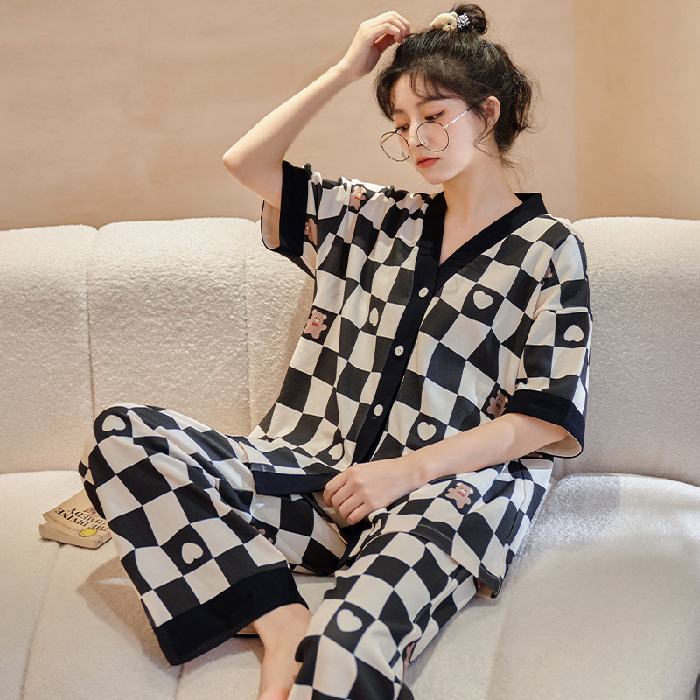 Bộ Ngủ Mặc Nhà Yukata Quần Dài Cotton
