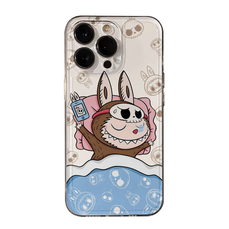 Cute cartoon sleeping LABUBU Clear Space Phone Case For iPhone 11 12 13 14 15 16 Pro Max Mini X XS XR 7 8 plus SE2 SE3 Transparen labubu phone case. 
