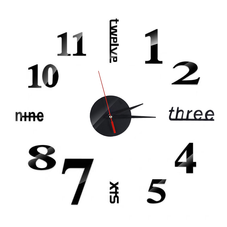 3D DIY Large Wall Clock / DIY Acrylic Mirror Wall Clock / Self-adhesive Wall Clocks for Home Living Room Decor