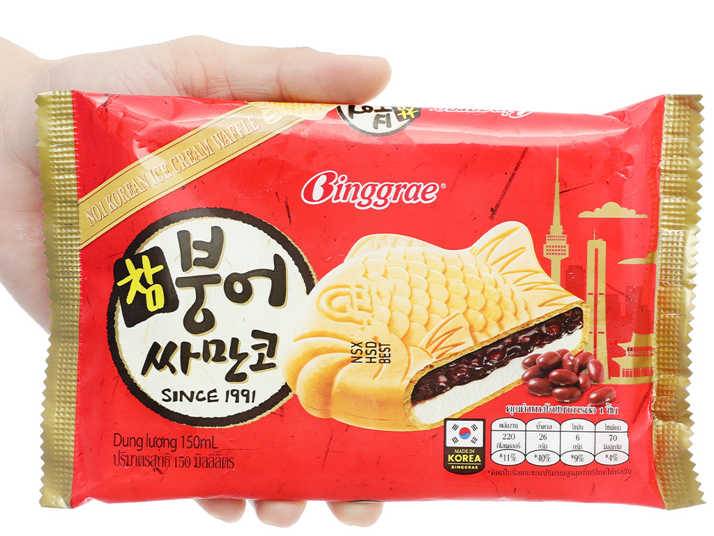(Giao HCM) Kem bánh cá Samanco Hàn Quốc vị đậu đỏ